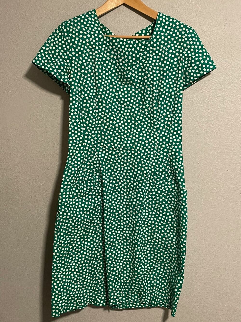 Womens Dress Size 13/14 Green Polka Dot Short Sleeve Rockabilly Pinup Retro